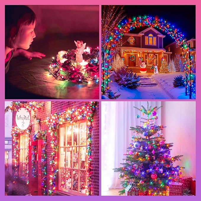 Upgraded 264FT 800 LED Christmas Lights Outdoor Indoor, Xmas Green Wire Plug In String Lights with Memory & Timer & 8 Modes, Waterproof Fairy Light for Tree Party Garden Christmas Decor (Multicolor)