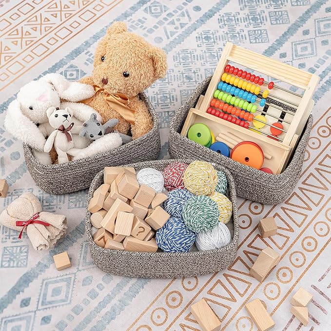 CubesLand Woven Basket for Organizing/Storage,Cube Shelf Closet Storage Baskets Bins,Long-lasting &Skin-friendly Toy Storage Basket,Stylish Room Decor Basket,Rope Basket,Mixed Brown Basket for Shelves