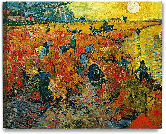 DECORARTS - The Red Vineyards, Vincent Van Gogh Art Reproduction. Giclee Print on Canvas. Wall Art for Home. 40x32