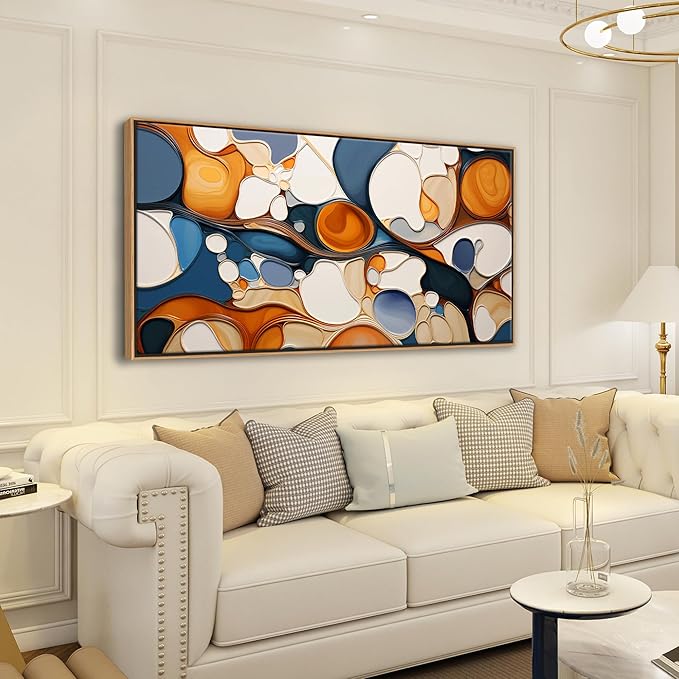 Paintings - Large Abstract Canvas Art - Framed Decor for Living Room, Bedroom, Office - Modern Colorful Artwork, Bedroom Aesthetic Wall Decorations, Oil Painting