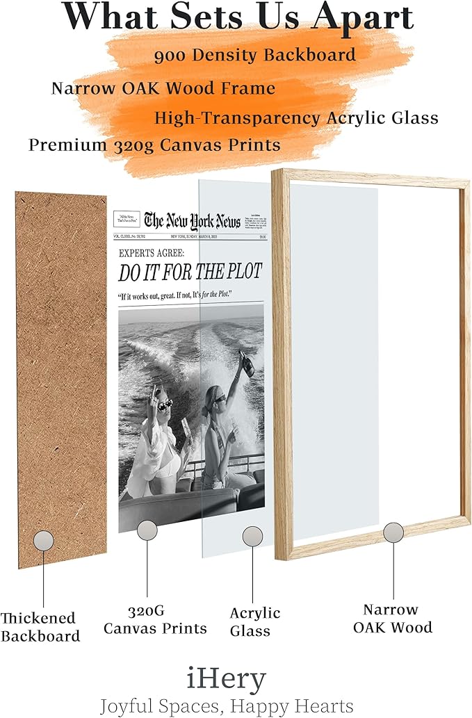 iHery Natural OAK Wood Hot Girls Newspaper Trendy Framed Wall Art, Large 16x20 in Vintage Beige Canvas Wall Art, Do it for The Plot, Apartment Funny Girly Dorm Living Room Bedroom Decor Set of 1