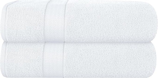 GLAMBURG 700 GSM Premium Cotton 2-Pack Oversized Extra Large Bath Sheet Set - 100% Combed Cotton - 2 Bath Sheets 35x70 - Luxury Hotel & Spa Quality - Durable Ultra Soft Highly Absorbent - White