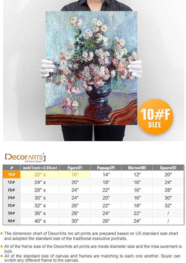 DECORARTS - Chrysanthemums, Claude Monet Art Reproduction. Giclee Canvas Prints Wall Art for Home Decor 20x16''