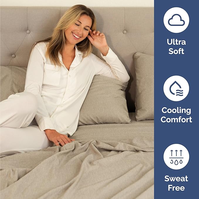 Twin Size 3 Piece Sheet Set - Comfy Breathable & Cooling Bed Sheets Set - Hotel Luxury Bedding for Women, Men, Kids, Teens, Boys & Girls - Deep Pockets, Soft & Wrinkle Free - Beige (Heathered Sheets)