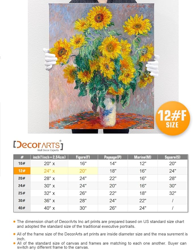 DECORARTS - Monet Sunflowers, Claude Monet Art Reproduction. Giclee Canvas Prints Wall Art for Home Decor 24x20