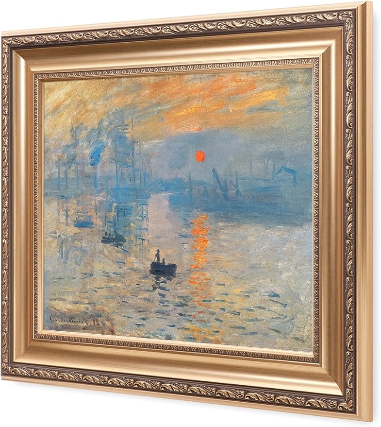 DECORARTS - Impression Sunrise Claude Monet Art Reproduction. Giclee Print& Museum Quality Framed Art for Wall Decor.Framed size: 26x22''