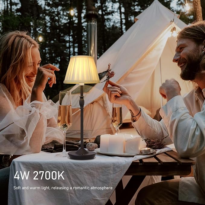 Cordless LED Touch Lamp with Dimmer Portable Small Table Lamp, 18" 2700K Rechargeable Battery Light for Bedside, Dining Room, Bedroom Lamp, Patio, Bar, Night Light, Bathroom (Sand Black)