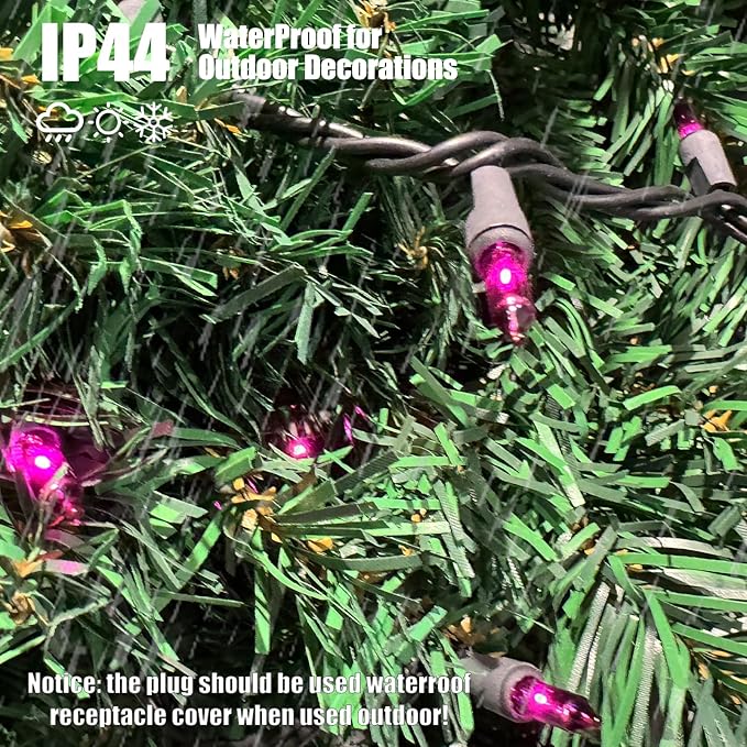 HISHINY Halloween String Lights 100 Count Incandescent Bulb Purple Halloween Lights with Black Wire for Outdoor Indoor Halloween Christmas Garland Party Festival Decor,UL Certified (21feet)