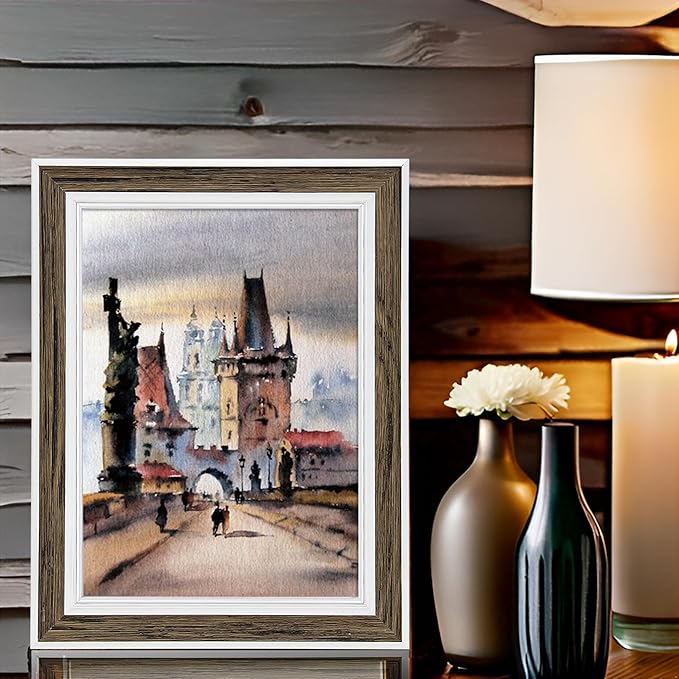 5x7 Picture Frame Set of 6, vintage picture frames Rustic Farmhouse Photo Frame, Display 4x6 with Mat or 5x7 Without Mat for Decorative on Wall Hanging Tabletop Placement