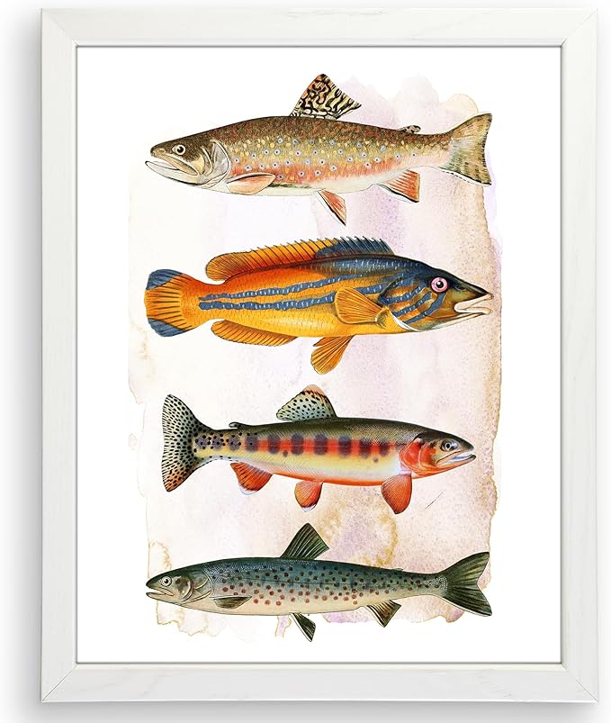 Vintage Fish Art Print - Unframed - 8x10 | Vintage Dcor | Farmhouse Dcor | Bathroom Dcor Wall Art | Kitchen Wall Dcor | Kitchen Wall Art