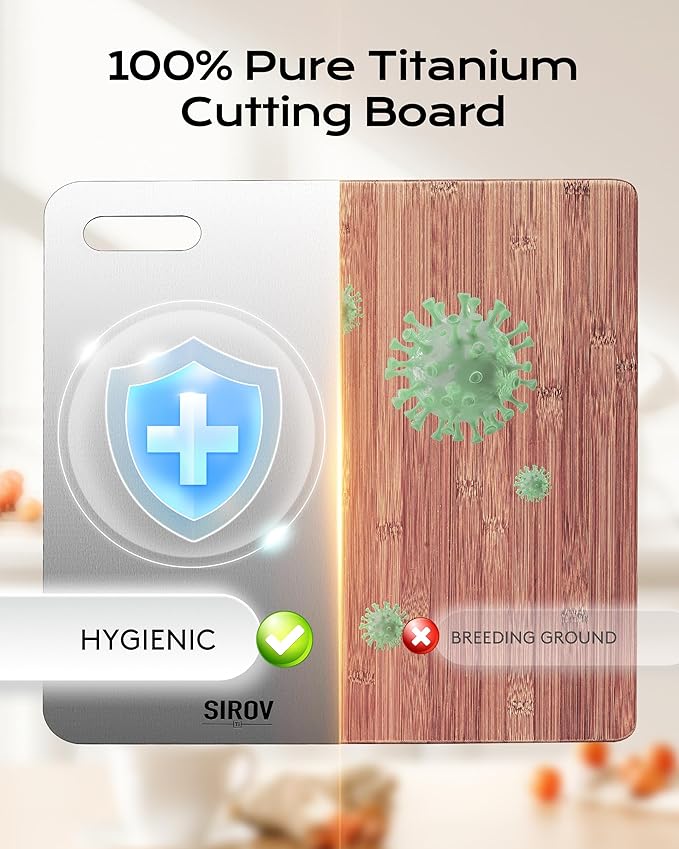 Titanium Cutting Board, 100% Pure Titanium Cutting Boards For Kitchen, Best Non Toxic ti chopping board, Dishwasher safe, Hygiene and Durability for Meat, Fruit, and Vegetables (12L*8W)