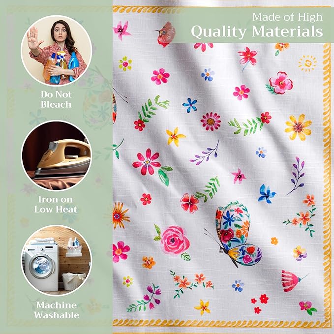 Maison d' Hermine Cloth Napkins Set of 4 100% Cotton Everyday Reusable Square Napkins Cloth Washable, Dinner, Party, Wedding, Restaurant, Spring/Summer (Happy Florals - Sweety, 20" x 20")