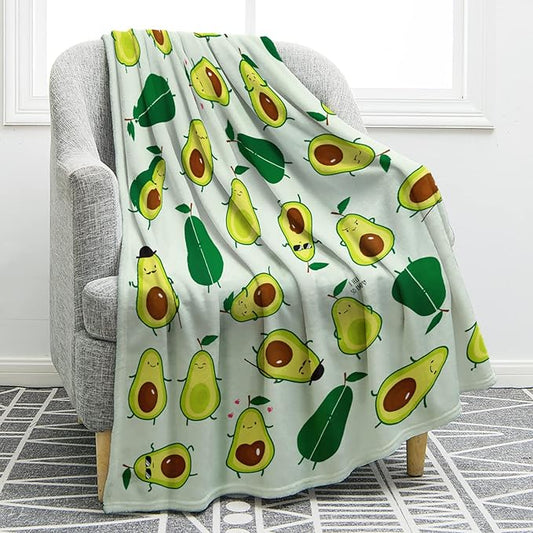 Jekeno Avocado Fruit Blanket Gifts for Mom Women Kids Girls Home Bedroom Living Room Mother's Day Decor Soft Cozy Lightweight Cute Throw Blankets 50"x60"