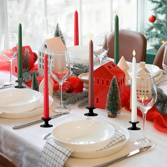 6Pcs Christmas Candle Sticks,10 Inch Dripless Christmas Taper Candle Stick,Red/Green Unscented Xmas Tapered Candles for Decoration