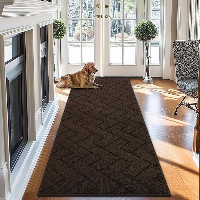hicorfe Kitchen Rugs and Mats Sets,Super Absorbent Polypropylene Non-Slip Rug,Soft Comfort Floor Mat,Washable for Kitchen,Hallway,Office,Sink,Laundry(24" x 71",Coffee)