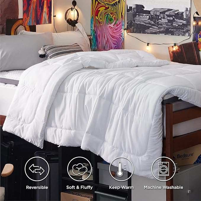 Bedsure Twin XL Comforter Duvet Insert Dorm Bedding - White Extra Long Twin Comforter, Quilted All Season Duvet with Corner Tabs