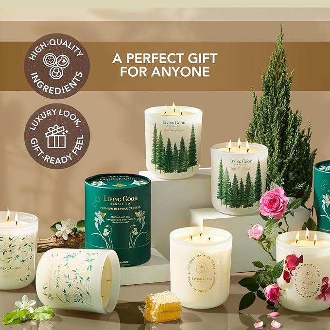 Tranquility – Soothing Chamomile & Calming Lavender Essential Oils – Pure Beeswax Candle for a Restful, Peaceful Night – Non-Toxic Aromatherapy Candle – Newly Reformulated