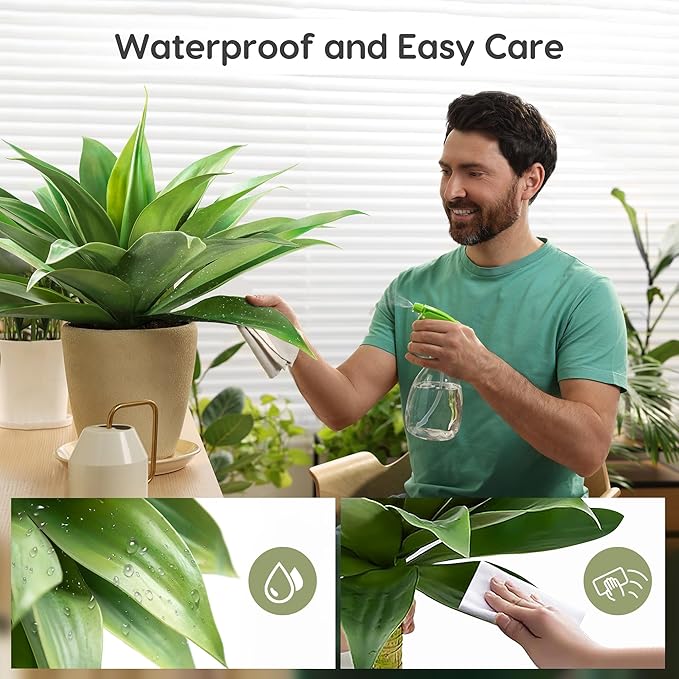 Velener Artificial Agave Plant Set, 28 Inch, Faux Aesthetic Plants for Home Decor, Realistic UV Resistant Fake Agave Plants Without Pot, Set of 2