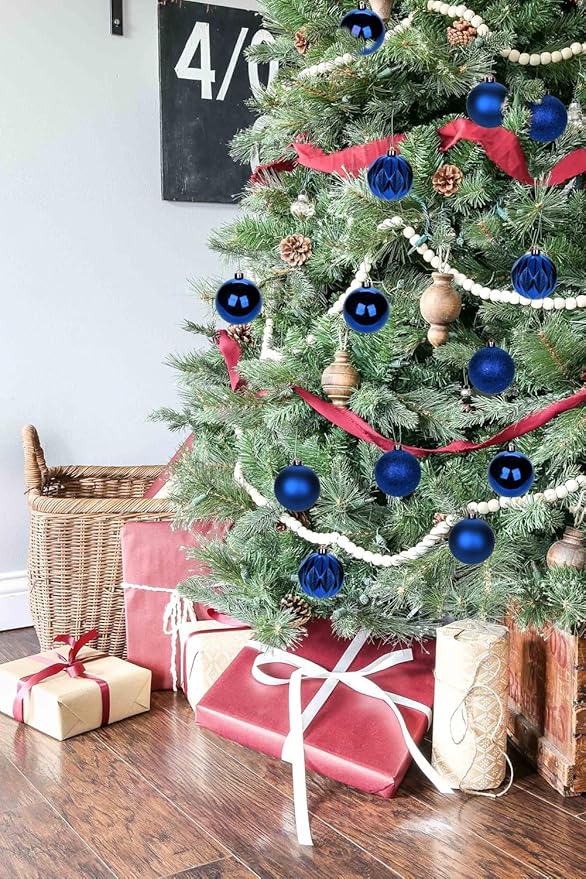 12PCS 3.15" Christmas Ball Ornaments Shatterproof Navy Blue Christmas Tree Decorations Xmas Tree Balls Halloween Ornaments Décor