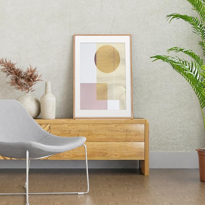 24x36 Picture Frame, 24x36 Poster Frame - Solid Oak Wood & Tempered Real Glass, Large 24 x 36 Frame for Wall, Rustic Wooden 24 by 36 Frame, 24x36 Frame with Mat for 20x30, Natural Oak Color