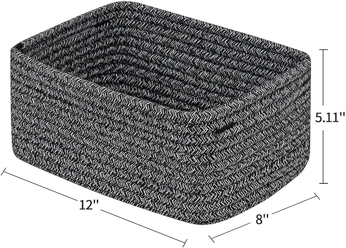 CubesLand Mixed Black Baskets Bins for Organizing,Small Woven Storage Baskets for Shelves,Cute Closet Cube Bins Set 3,Baby Nursery Cube Organizer Toys Basket Bin,Home Decor Organization Bins