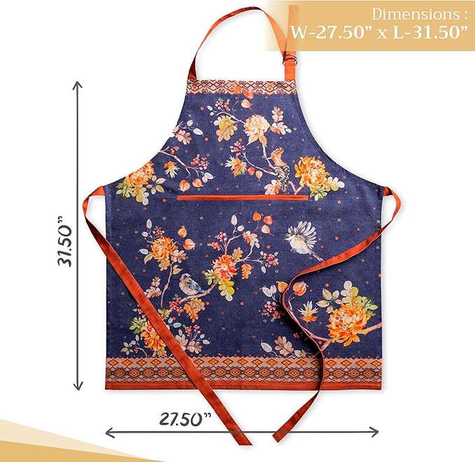 Maison d' Hermine 100% Cotton Apron for women with Pocket Kitchen Chef Apron for Men Cooking Gardening Server Waitress