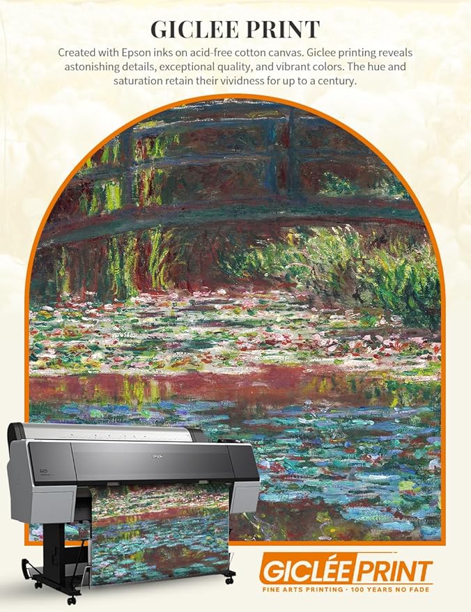 DECORARTS - Claude Monet Water Lily Pond Giclee Print with Gold Solid Wood Frame, Impressionist Large Framed Wall Art, Ready to Hang, Framed Size 28.75x34.75, Made in USA