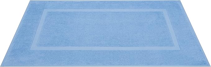 Cotton Paradise 100% Cotton Bath Mats for Bathroom Floor Set of 2 Pack, 20x34 Soft Absorbent Washable Quick Dry Tub Bathmat, Sky Blue Towel Bath Mat