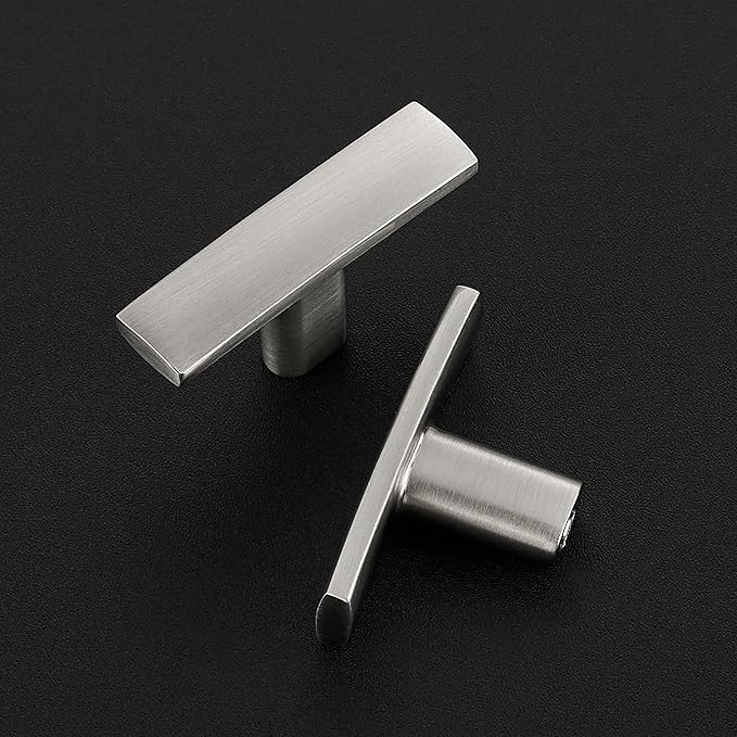 10 Pack Silver Cabinet Knobs - Curved Cabinet Pulls Brushed Nickel Knobs for Kitchen Cabinet Drawer Solid Dresser Knobs for Cabinet Hardware 1-3/4in Length Single Hole