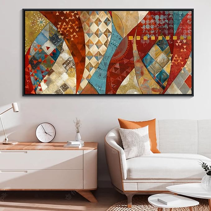 YDYSUNE Extra Large Wall Art vintage Red and gold Picture mixed media Painting Modern Artwork abstract for Living Room Bedroom Dinning Room Home Office Wall Decor 29x58