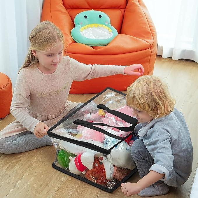 Vieshful 3 Pack Clear Comforter Storage Bag, 60L Clothes Storage Bag with Zipper Closet Organizer, Plastic Storage Containers Moving bags for Comforter, Blanket, Bedding, Duvet, Toys