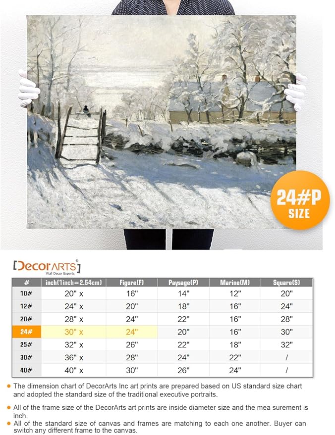 DECORARTS - The Magpie, Claude Monet Classic Art. Giclee Print Canvas Art for Wall Decor 30x24