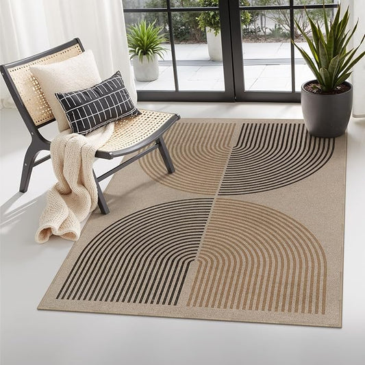 Lahome Modern Rainbow Easy Jute 3x5 Patio Rug, Washable Rugs for Entryway Farmhouse Non Slip Indoor Door Mat, Contemporary Throw Carpet for Entry Mudroom Porch Decor