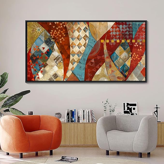 YDYSUNE Extra Large Wall Art vintage Red and gold Picture mixed media Painting Modern Artwork abstract for Living Room Bedroom Dinning Room Home Office Wall Decor 29x58