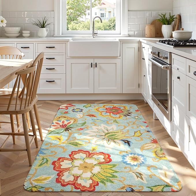 Lahome Collection Modern Floral Area Rug - 3'x5' Washable Rug Non-Slip Colorful Vintage Accent Distressed Throw Rugs Floor Carpet for Living Room Bedrooms Decor (3’X 5’, Paisley)