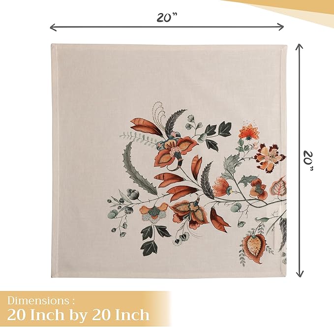 Maison d' Hermine Cloth Napkins Set of 4 100% Cotton Everyday Reusable Square Napkins Cloth Washable, Dinner, Party, Wedding, Restaurant (Dalida, 20" x 20")