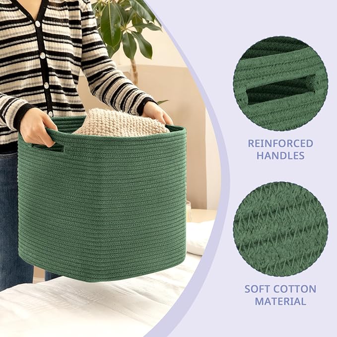 OIAHOMY Storage Cubes, 13 Inch Cube Storage Organizer, Collapsible Storage Bins, Baskets for Organizing, Storage Bins for Shelves-Green, 2-PACK