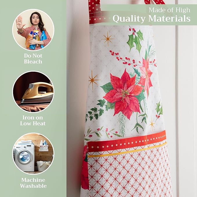 Maison d' Hermine 100% Cotton Apron for women with Pocket Kitchen Chef Apron for Men Cooking Gardening Server Waitress