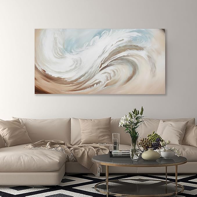 Abstract Wall Art Canvas Wall Paintings Modern Beige Wall Decor Aesthetic Room Decor Wall Art Framed Artwork for Living Room Bedroom Dining Room Home Office Decor 29"x58"