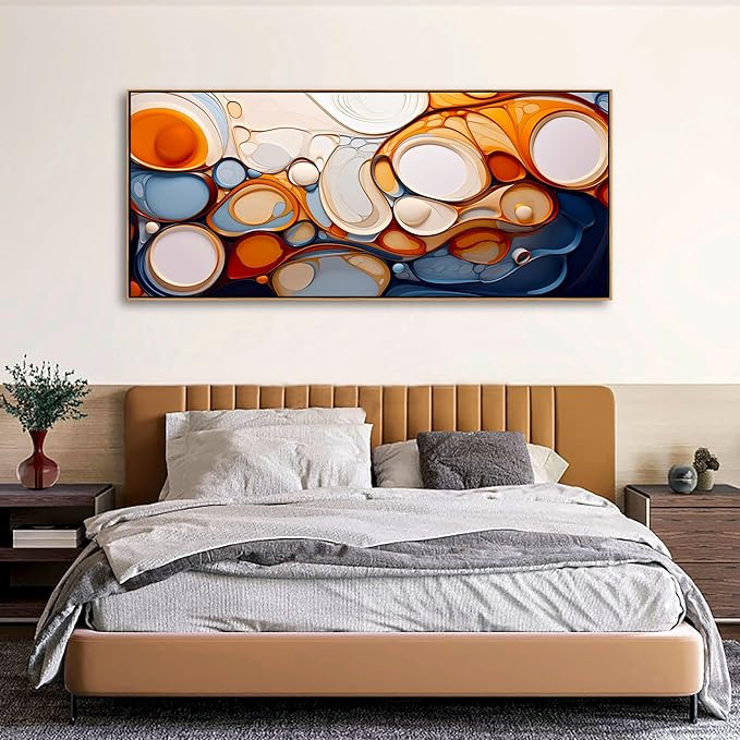 Large Abstract Wall Art Framed Canvas for Living Room - Colorful Modern Aesthetic Bedroom Decor Above Bed, Office Artwork Wood Frame Pictures Wall Decor
