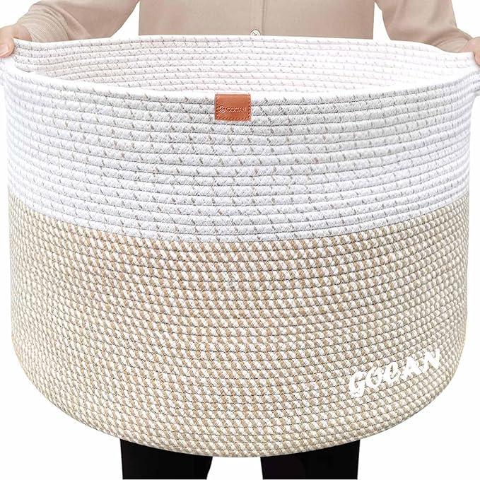 Storage Basket Large Laundry Basket D55XH35cm Collector Storage Basket for Blankets Pillows Clothes Baskets with Handles for Children's Room Brown XXXL