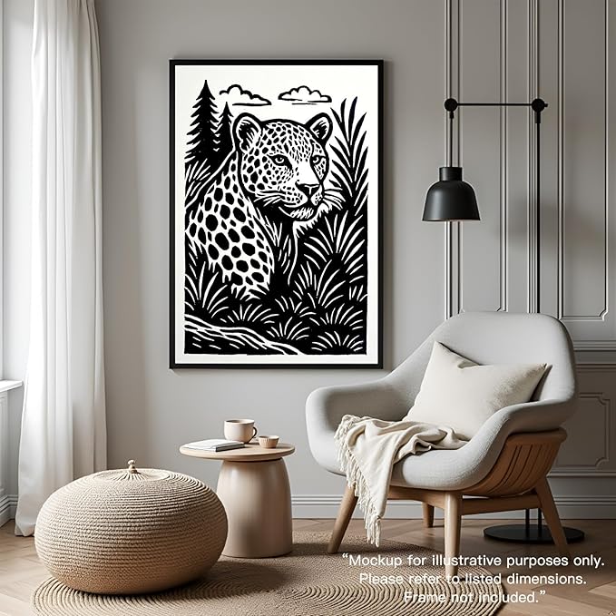 Caelumis Vintage Wall Art Decor Prints Black And White Pictures Posters For Farmhouse Living Bedroom Bathroom Room kitchen Handmade Unframed (Leopard 12x16in)