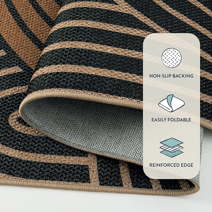 Lahome Modern Rainbow Easy Jute 3x5 Rug, Washable Indoor Outdoor Carpet for Entryway Farmhouse Patio Rug, Non Slip Indoor Door Mat Contemporary Throw Carpet for Porch Guestroom Room Decor