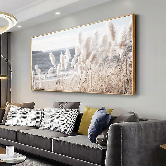 Wall Art Framed Artwork Decor Nature Canvas Art ReedSeascape Wall Decor for Bedroom Living Room Decoration Home Kitchen Office 29" x 58"