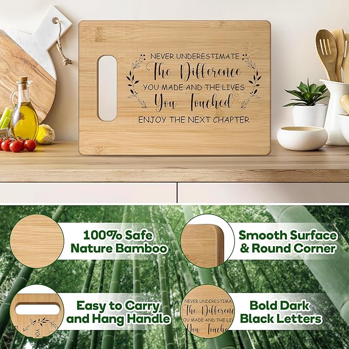 Retirement Gift for Woman,Best Retirement Gifts for Men Women 2025,Bamboo Cutting Board Retired Gifts,Farewell Going Away Goodbye Gifts for Teacher Boss Lady Friends,Coworker Leaving Gifts for Women
