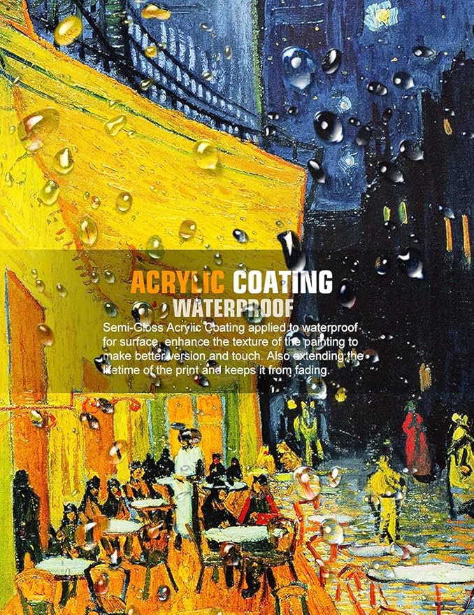 DECORARTS - Cafe Terrace At Night, Vincent Van Gogh Art Reproduction. Giclee Canvas Prints Wall Art for Home Decor 30x24