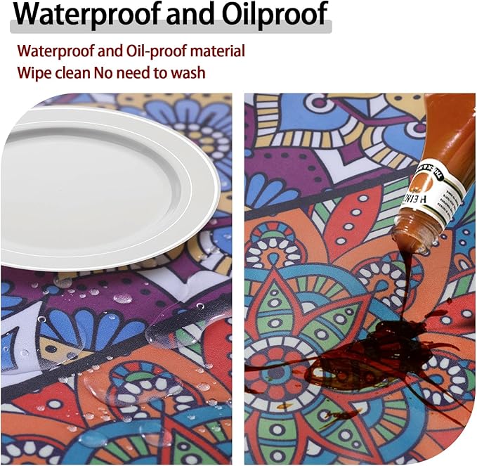 Fitted Round Tablecloth for 36-44" Tables Manteles Para Mesas Redondas Home Improvement Must Haves Summer Travel Camping RV Trailer Roadtrip Necessities Party Decorations for Adults Toddlers