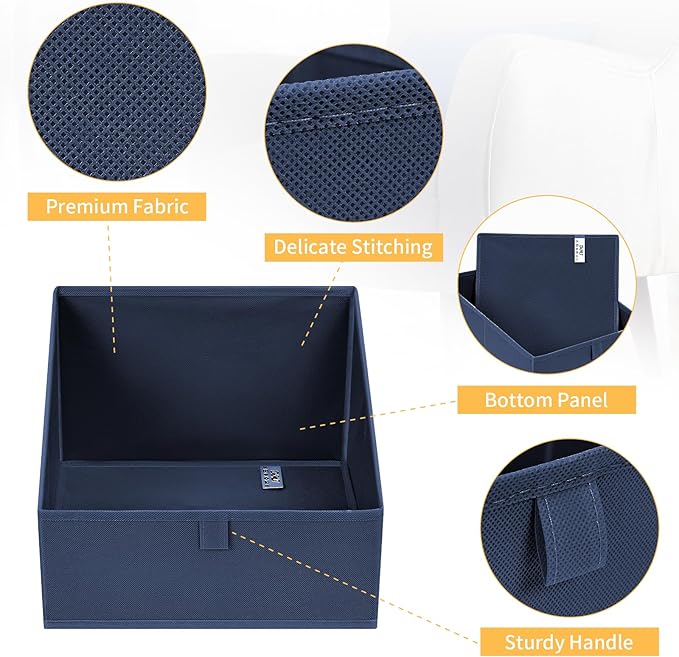 DIMJ Closet Storage Bins 6 Pack - Fabric Trapezoid Closet Organizer Bin, Foldable Storage Baskets for Shelves, Shelf Organizer, Clothing Storage Box for Toys, Books, Towel, Clothes