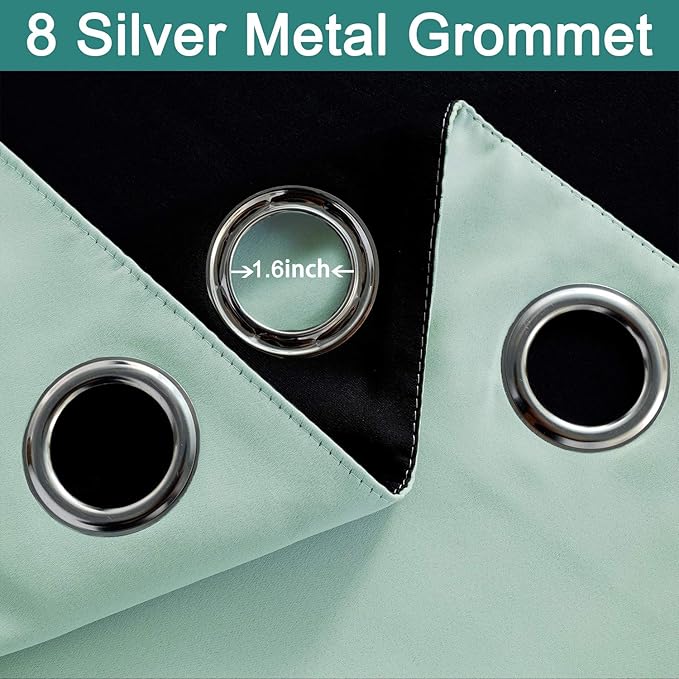 Yakamok Extra Wide 100% Blackout Full Shading Curtains for Patio Door, Thermal Backing Sliding Glass Door Drape, Privacy Assured Window Treatment for Sliding Door Curtains,Aqua, W100 x L96, 1 Panel