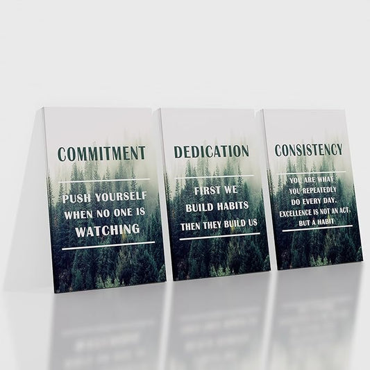 Inspirational Canvas Posters Wall Art Motivational Entrepreneur Quotes 3 Piece Picture Print Positive Painting Artwork for Home Bedroom Office Wall Decoration Stretched and Framed [48''Hx24''W]